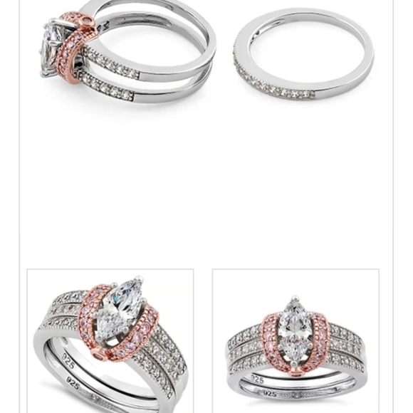 925 sterling silver Ring CZ and rose silver - Picture 2 of 5